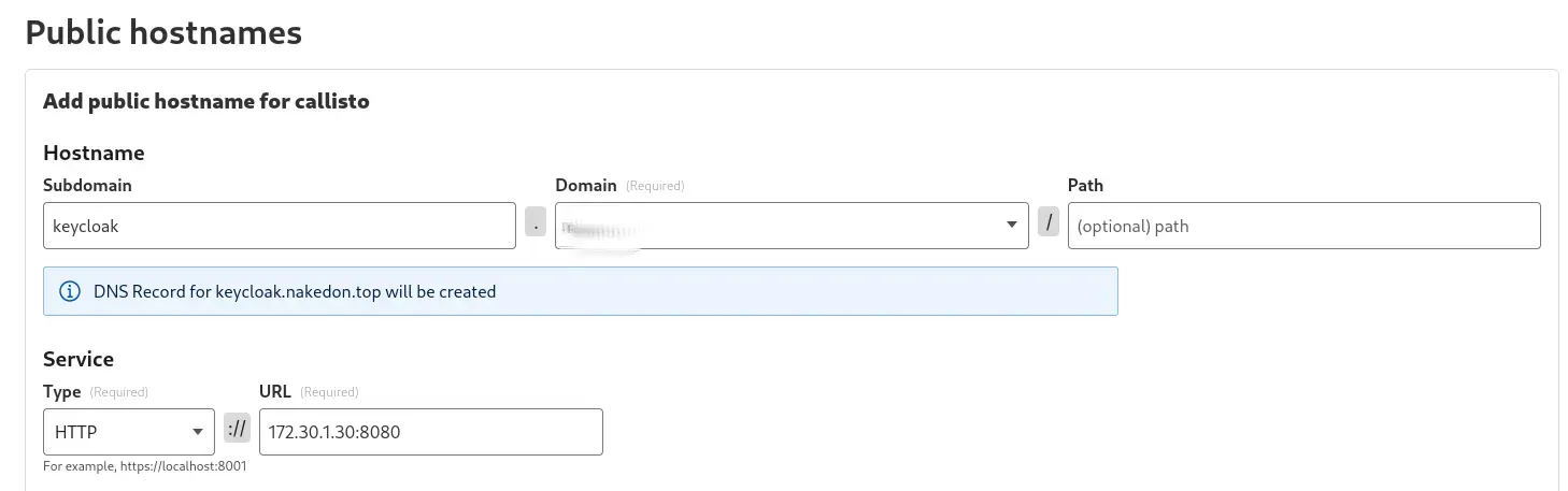 Adding keycloak as a new subdomain and point it to our container
