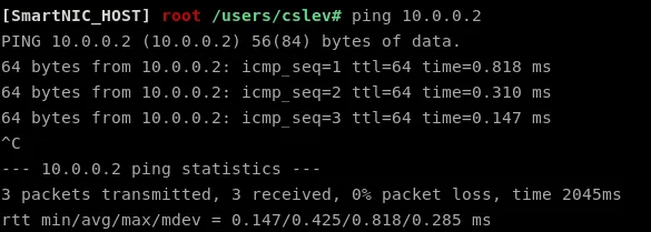 Ping is working from Host 1 to Host 2 (and vice versa)