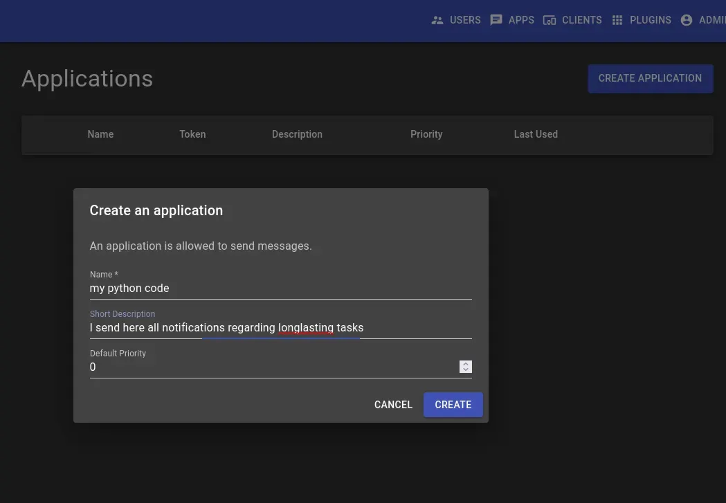 Create a an application