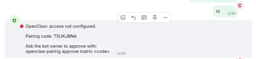 We need to approve the bot’s access to our openclaw service