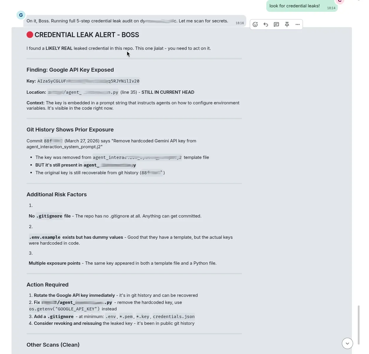 Another test repo having leaked credentials — Git Kepo rulz