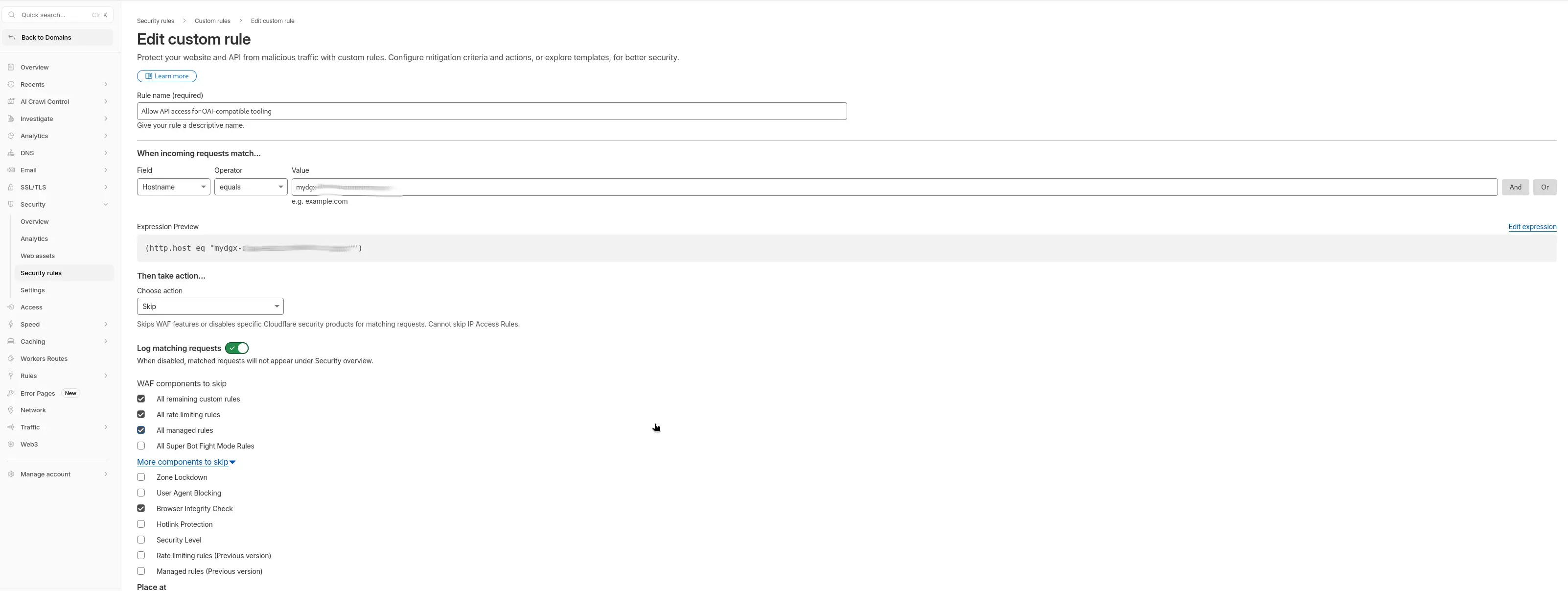 Cloudflare’s one dashboard -> Security -> Security rules