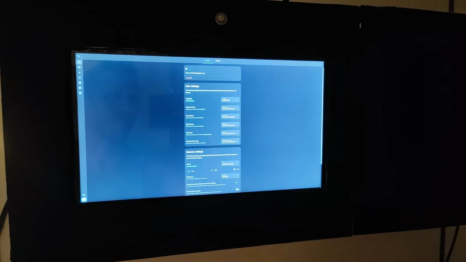 After reboot, my pi auto-logged in, and navigated to Home Assistant [i purposely clicked on the user settings to take the picture]