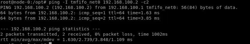Ping works; We can now access the Bluefield