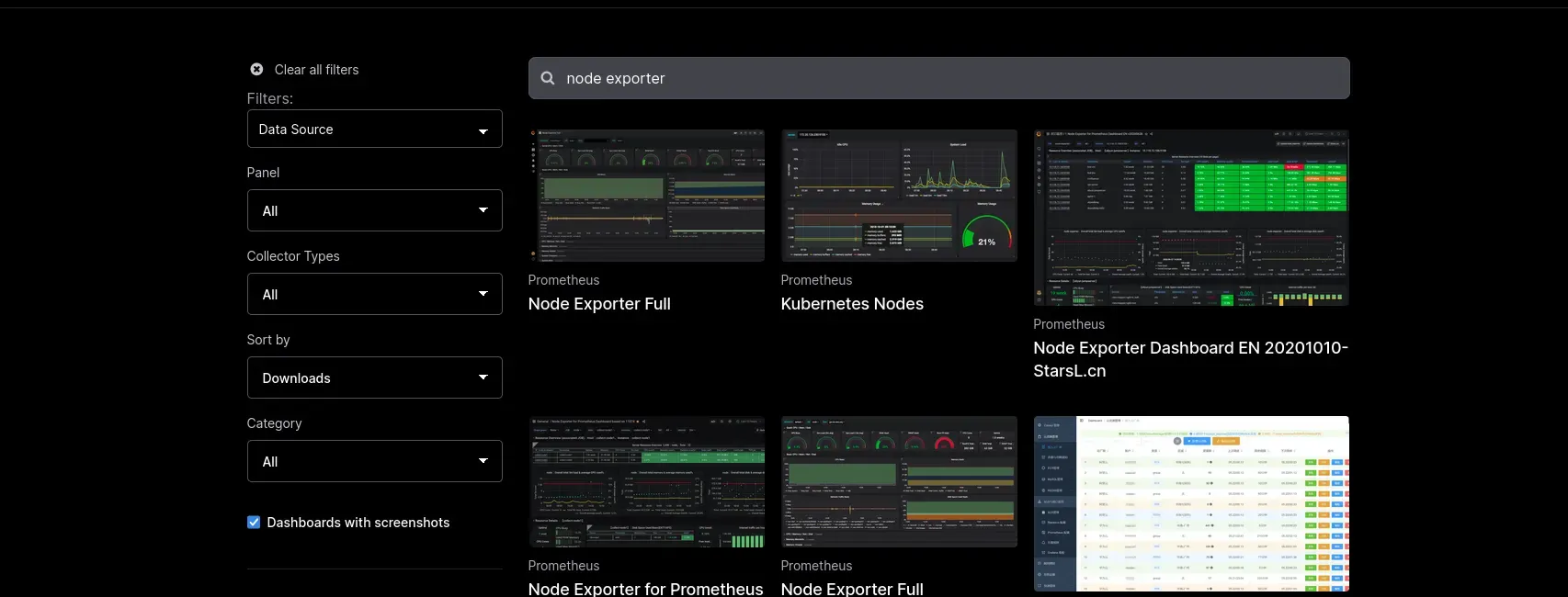 Search for node exporter