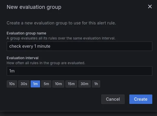 A new evaluation group will evaluate our alert in every minute